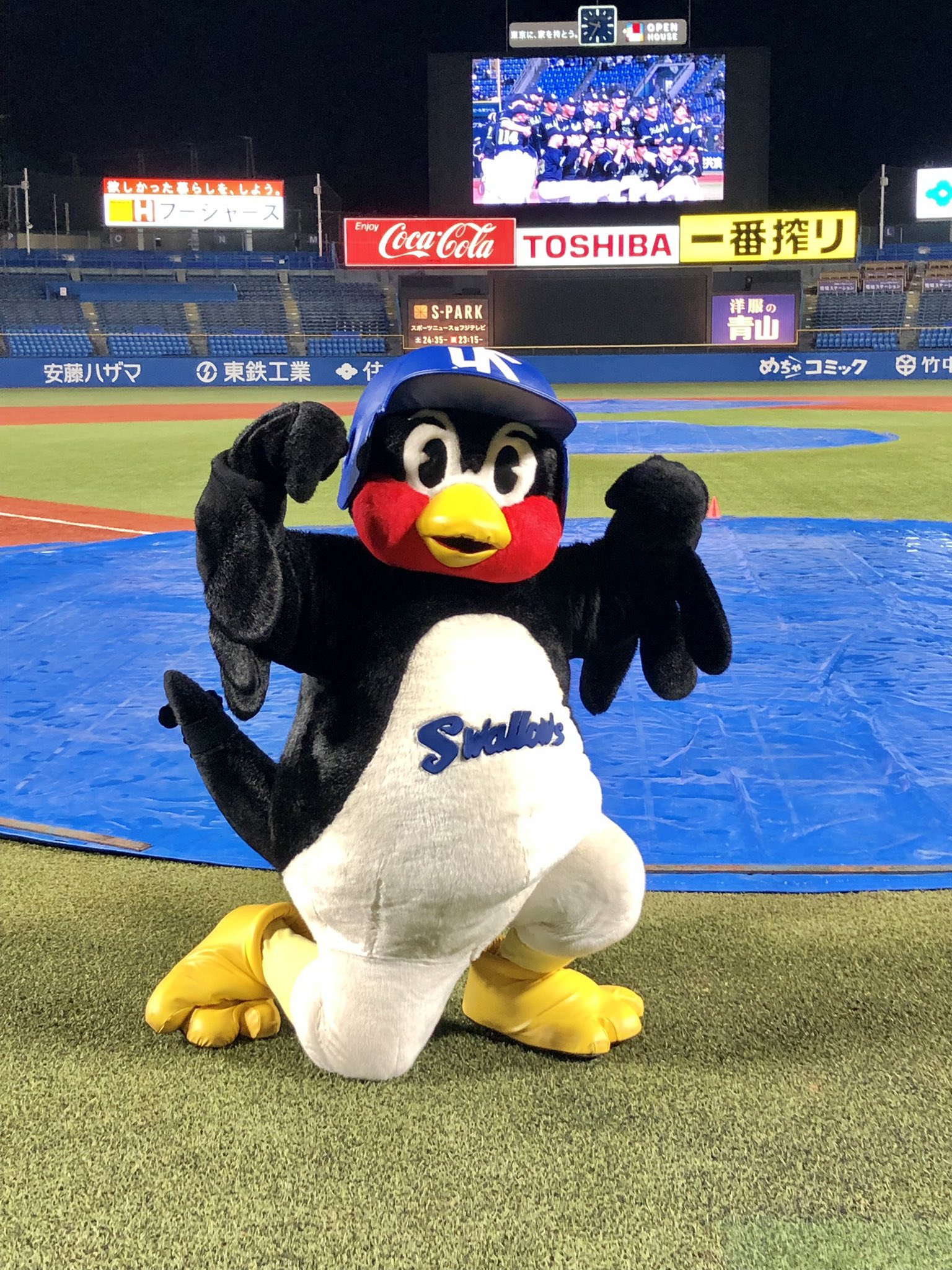 東京ヤクルトスワローズ公式 パブリックビューイングの神宮球場では ビジョンの選手たちと一緒につば九郎も歓喜 チームスワローズ 絶対大丈夫 Swallows つば九郎 T Co Fggvnfwmos Twitter