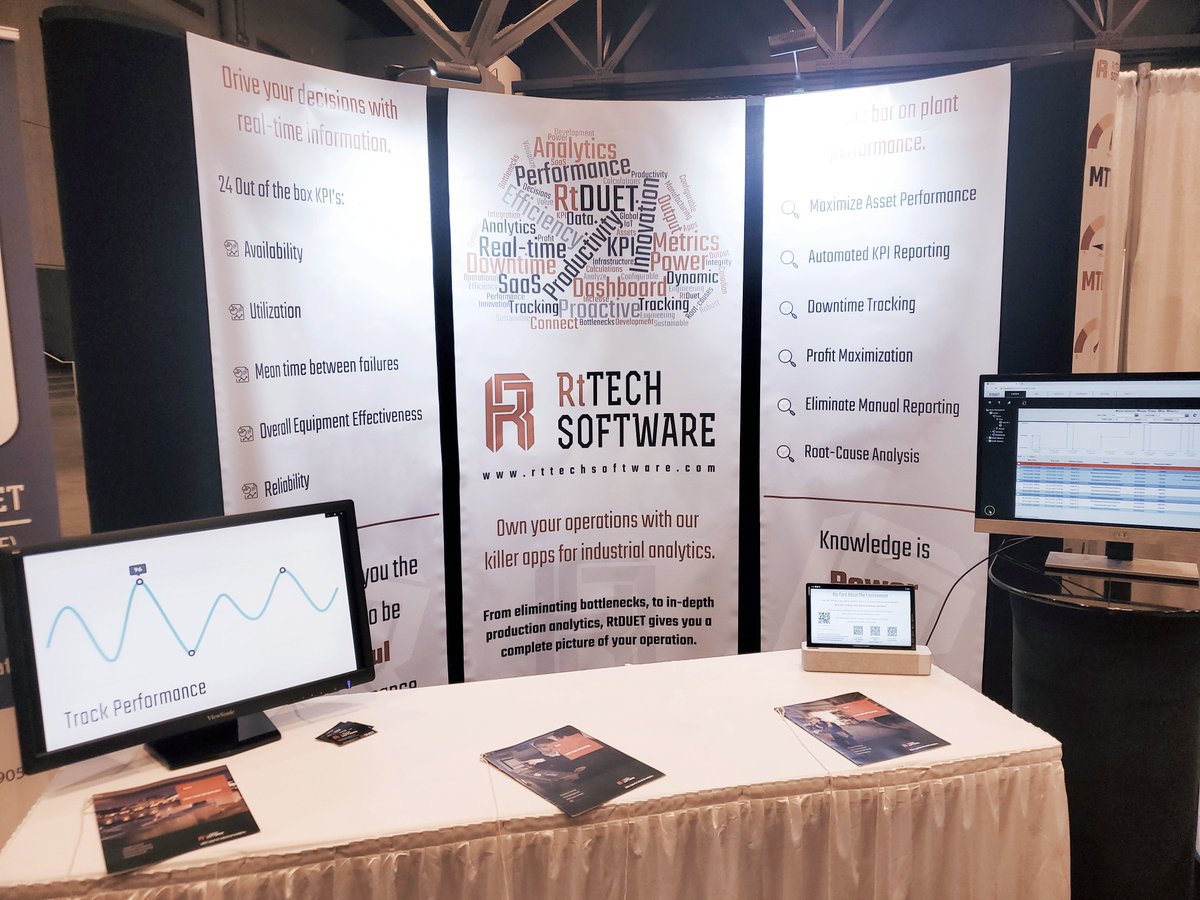 It's showtime! We're here in St. Louis at the SMRP Annual Conference (Booth 219) and ready to talk KPI's, Asset Performance, Downtime Tracking, and more!

Stop in to say "Hi", we'd love to provide a live demo and discuss the many valuable benefits of RtDUET.

#smrp2021