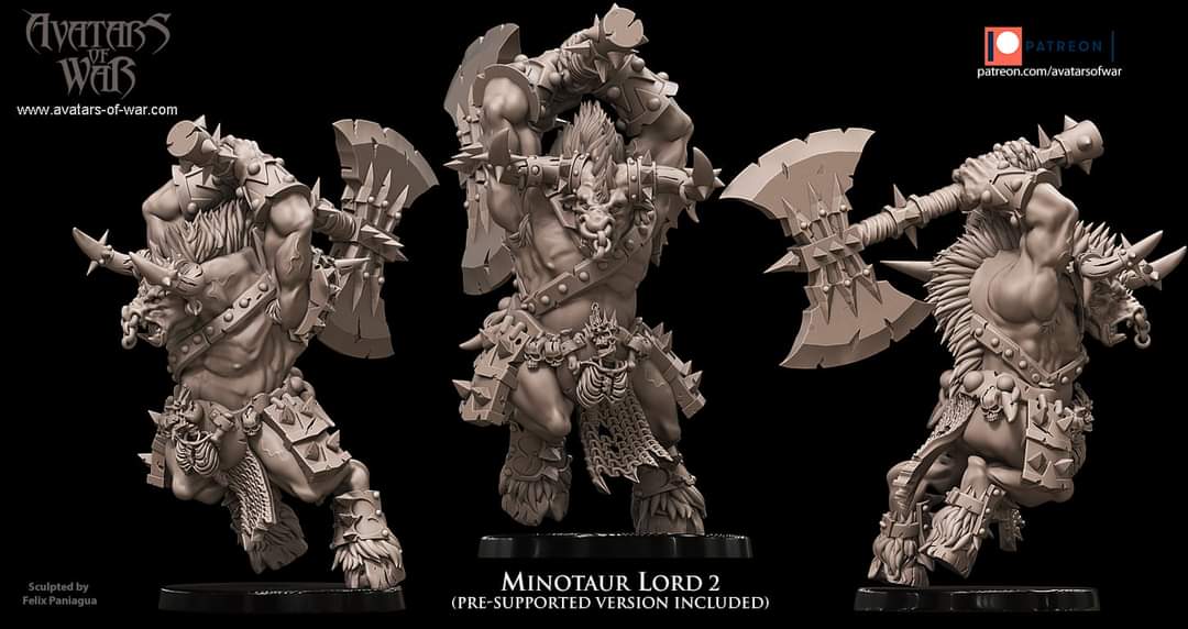 Hello Legendary Makers,
Get ready for success with these two colossal Legendary Minotaurs and their astonishing demolition power.
Become the Best Beastmen player ever, join Avatars of War Patreon, the most Iconic Patreon ever. https://t.co/f4D0cGfHXm https://t.co/mfYywaOg2i