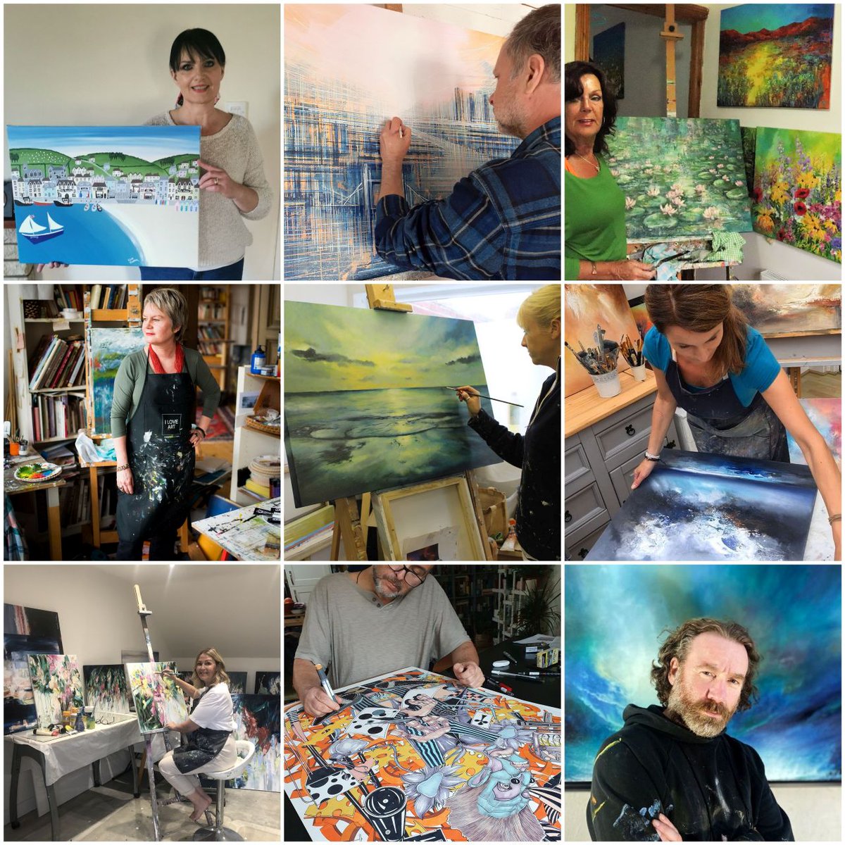 Art2Arts's tweet photo. Happy International Artists' Day! Here is a small selection of our artists in their studios. We love celebrating our artists and we love sharing their photos with you. More to come! 🎨🎨🎨

#art #artist #InternationalArtistsDay #artgallery #onlineart https://t.co/4ll9jFqErI