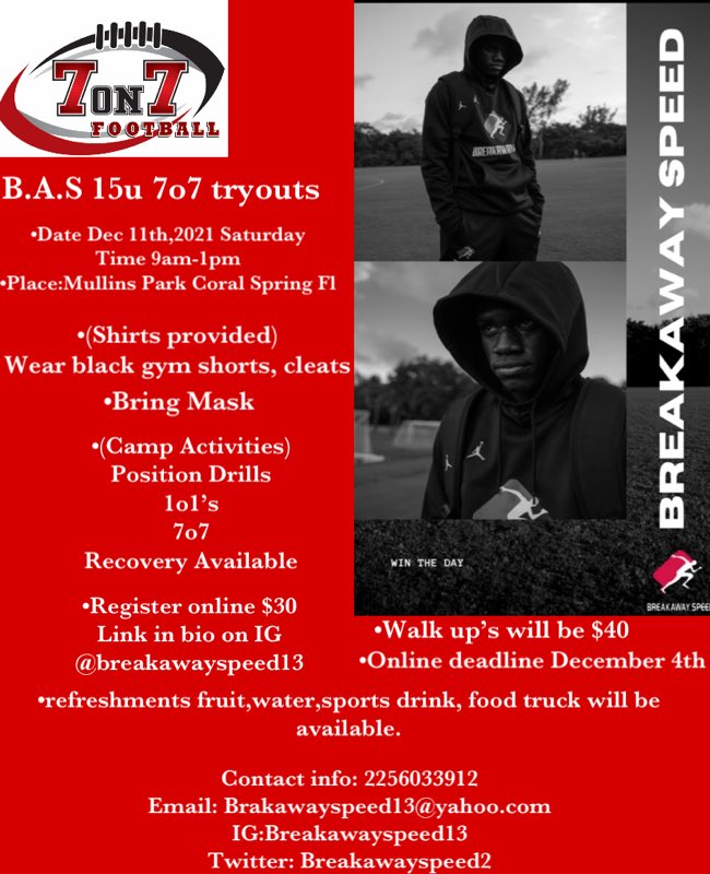 breakawayspeed2's tweet photo. Hey 15u in the South Florida area if your looking for a 7o7 team your more then welcomed to tryout with us. #LetsBeGreat #WinTheDay #DaybyDay🏗 #B.A.Sports #RIZE #CommitToTheProcess #CommitToTheGrind #RiseToElite #Train2Win #AllWeKnowIsOneSpeed #CatchEmAll #RouteEmUp #CoverThe🌎 https://t.co/8JMrJG76GM