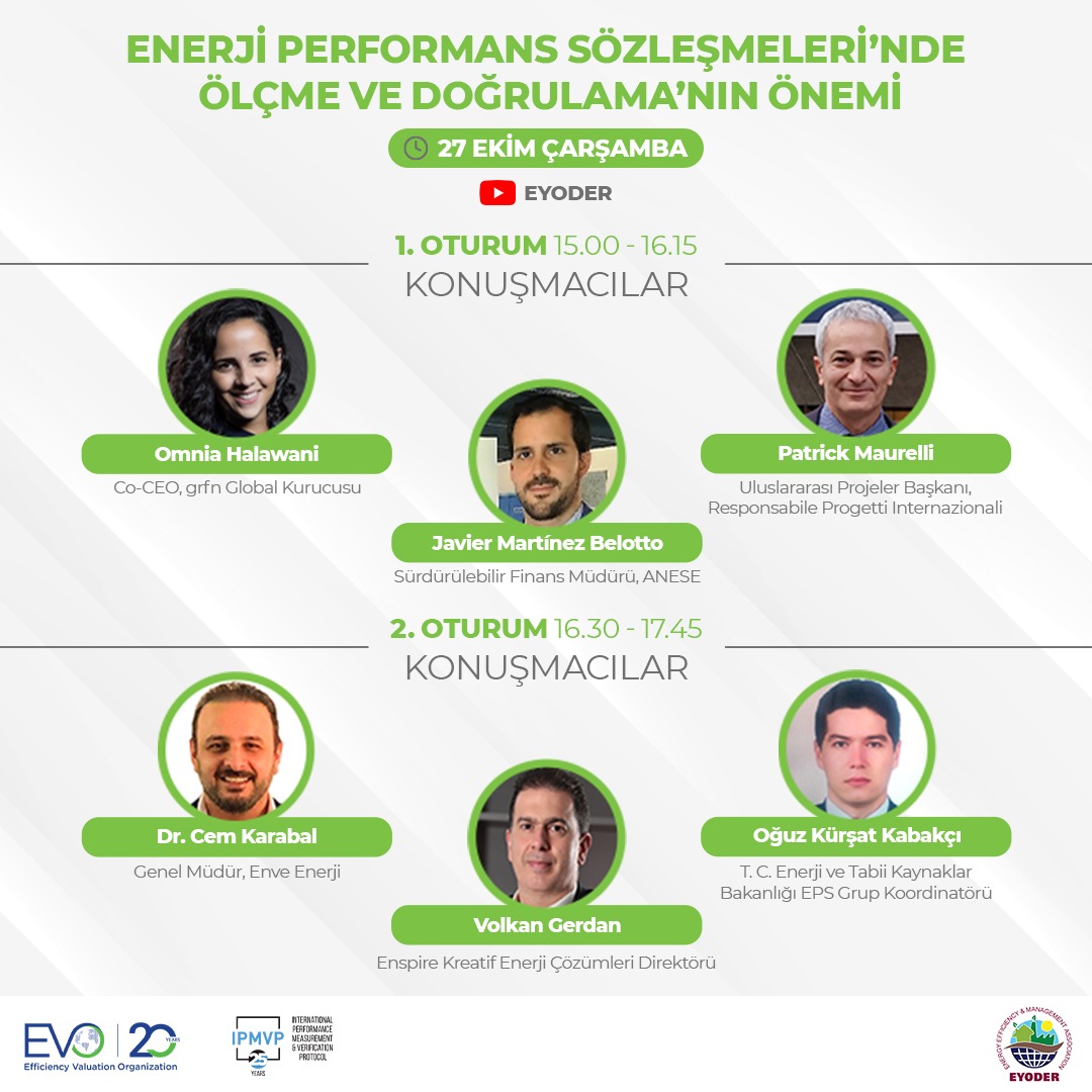 _EYODER_'s tweet photo. “Ölçme ve Doğrulama Haftası” çerçevesinde  düzenlediğimiz “Enerji Performans Sözleşmeleri’nde Ölçme ve Doğrulama’nın Önemi” konulu çevrimiçi semineri EYODER YouTube sayfasından takip edebilirsiniz. 
Tarih: 27.Ekim.2021 (Yarın) Saat: 15:00
Canlı Yayın: https://t.co/PdW0yh2dPK https://t.co/Siw2ZOS6kz