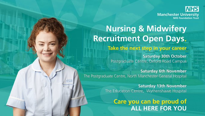 NorthMcrGH_NHS's tweet photo. We’re currently recruiting for various roles in the below disciplines:
• NMC registered Band 4 Nurse Associates
• Band 5 Registered/Pre-registered Nurses
• Third year Nursing Students
#nmghopendays https://t.co/7j7OTN7St0