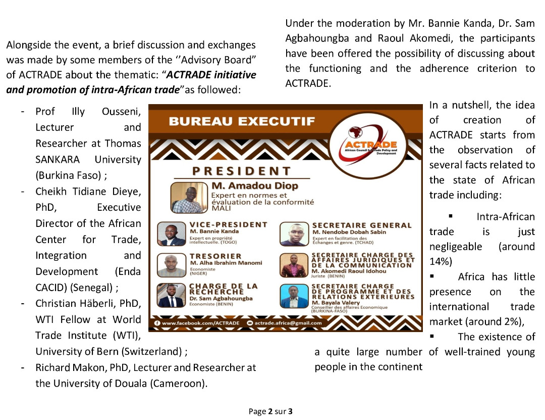 ACTRADE's tweet photo. African Council for Trade Policy and Development : #Official_launch https://t.co/BeUOuavDpn