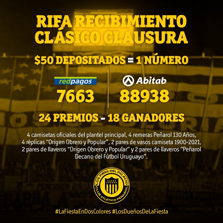 P_BatlleCap's tweet photo. Recuerden que el domingo la Fiesta es en Dos Colores como siempre. Pero para eso precisamos la colaboración de todos. Rifa recibimiento clausura. Cada $50 un número. @LPibesDPalacio 
#LaFiestaEnDosColores #LosDueñosDeLaFiesta https://t.co/Wk4jgSmDjb