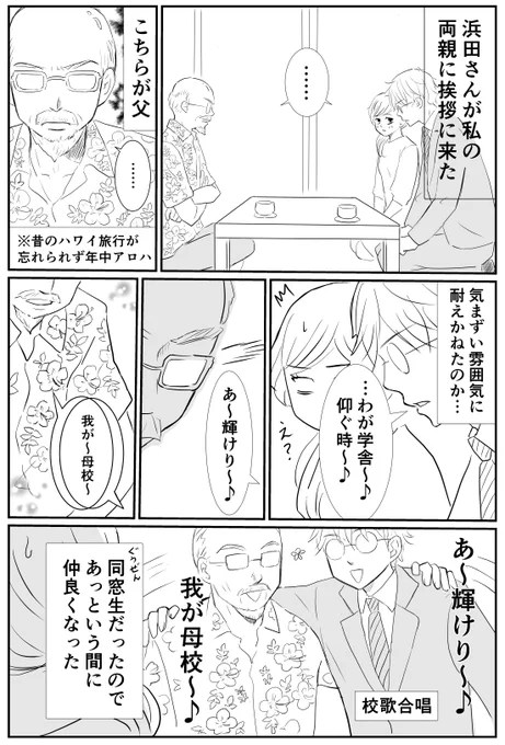 今週の朝ドラ(菅波先生がとうとうモネの家族にご挨拶!)を見ていたら、夫が初めて私の両親に挨拶に来た時のことを思い出しました。うちはこんな感じでした😅
#エッセイ漫画 #漫画が読めるハッシュタグ #両親への挨拶 #結婚 #結婚漫画 