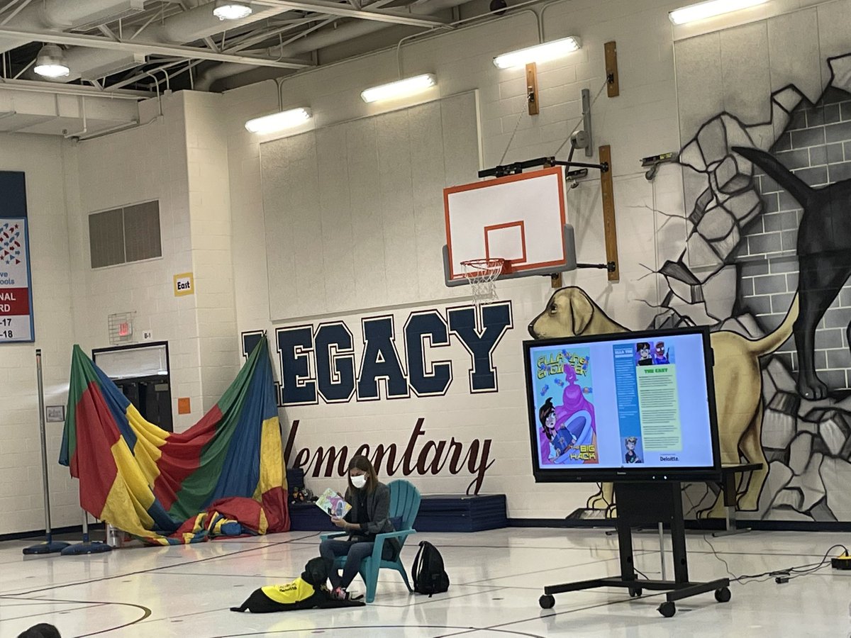 LCPSLegacy's tweet photo. Learning about cyber safety with Ella the Engineer! Thank you to the team at @lifeatdeloitte @deloitteus @bennyservicepup #ellatheengineer https://t.co/nXML7i1Sdg
