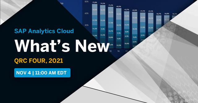 The next major release of SAP Analytics Cloud is coming in November 2021! Sign up for our upcoming webinar on November 4 for a firsthand look at all the latest features. bit.ly/3nxTUaO