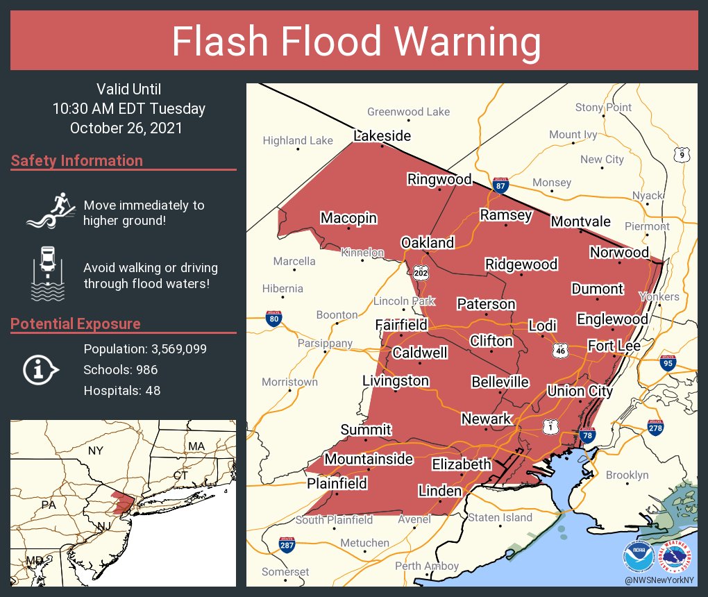NWS New York NY on Twitter "Flash Flood Warning continues for Newark