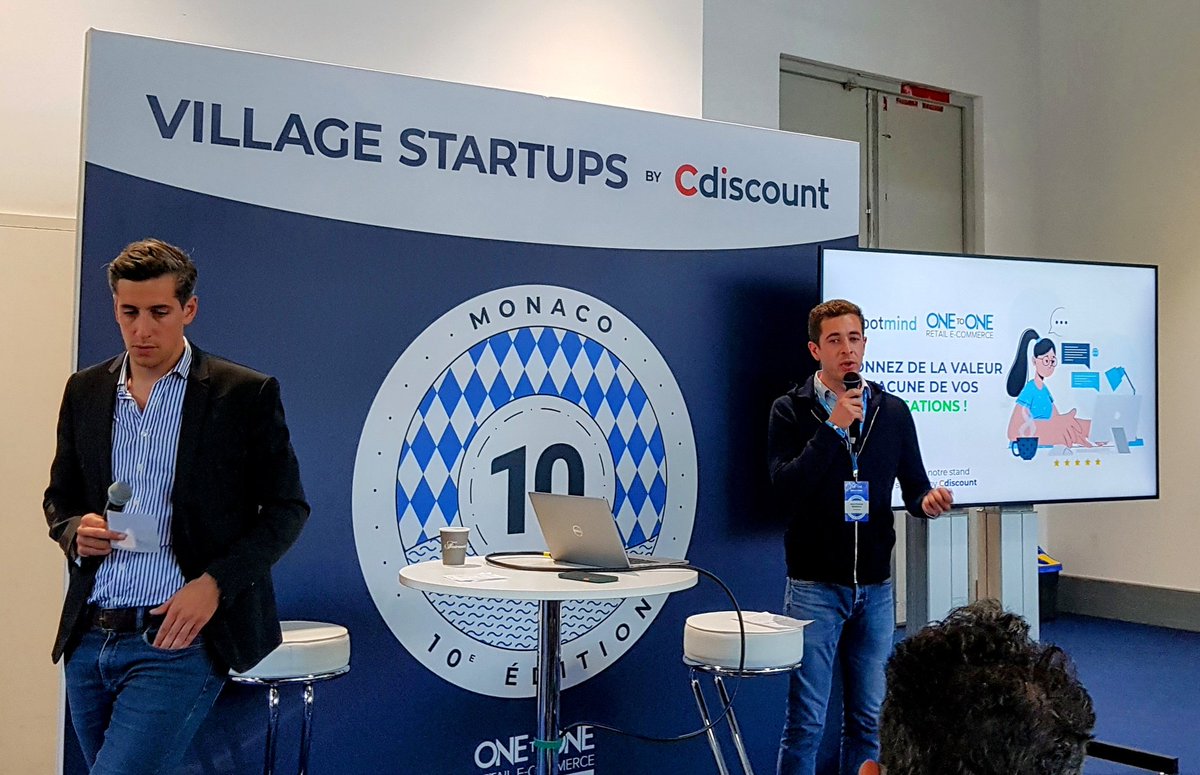 45% des demandes entrantes de clients sur les chats sont automatisables, c'est ce que propose <a href="/botmind_io/">Botmind</a> sur le village startup animé par <a href="/Cdiscount/">Cdiscount</a> sur @1to1Monaco #1to1Monaco