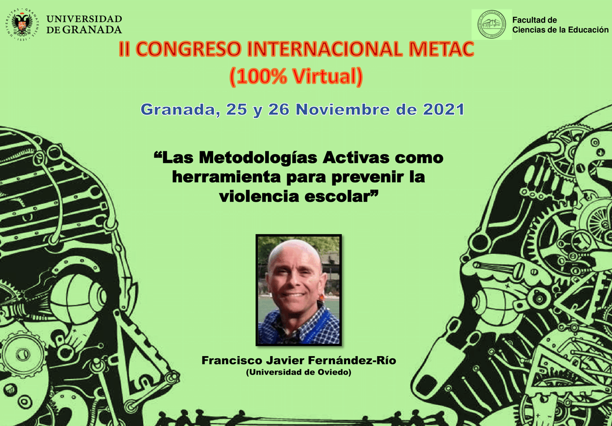 📢¡Seguimos presentando a nuestros ponentes!🤩 
👨‍🏫Javier Fernández-Río hablará sobre “Las Metodologías Activas como herramienta para prevenir la violencia escolar”🔝😏
¿Aún no te has inscrito?➡️ bit.ly/3xIaGIk
#CongresoMETAC #Granada #UGR #Educacion