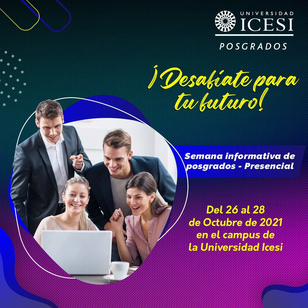 Los invitamos a la Sesión Informativa de Posgrados este 26 de octubre a las 6:00pm en el campus de la <a href="/icesi/">Universidad Icesi</a>  (puede ser virtual también).Podrás conversar con <a href="/carlosemoreleon/">Carlos E. Moreno León</a> sobre <a href="/MaGob_Icesi/">Maestría en Gobierno ICESI</a> y la Esp. en Evaluación de Impacto. Inscríbete al evento aquí:icesi.edu.co/e/posgrados