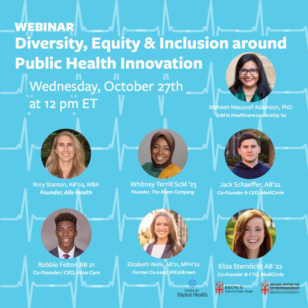Don't miss our webinar event TOMORROW! 
Moderated by Professor Jennifer Nazareno of the School of Public Health and the Nelson Center  – you’ll learn more about the industry at the intersection of entrepreneurship and public health. Lear more here: 
bit.ly/3nyRjh7