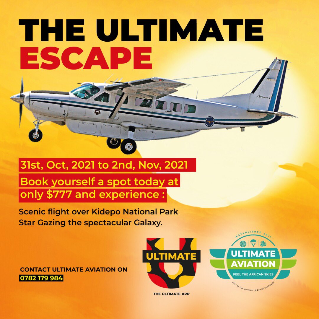 Kayemba__'s tweet photo. The ultimate group yet again brings you another adventure ~ the ultimate escape. Fly to Kidepo with ultimate aviation for just $777, from 31st Oct - 2nd Nov. 

#GoToTheEdge https://t.co/szXu23dFdv