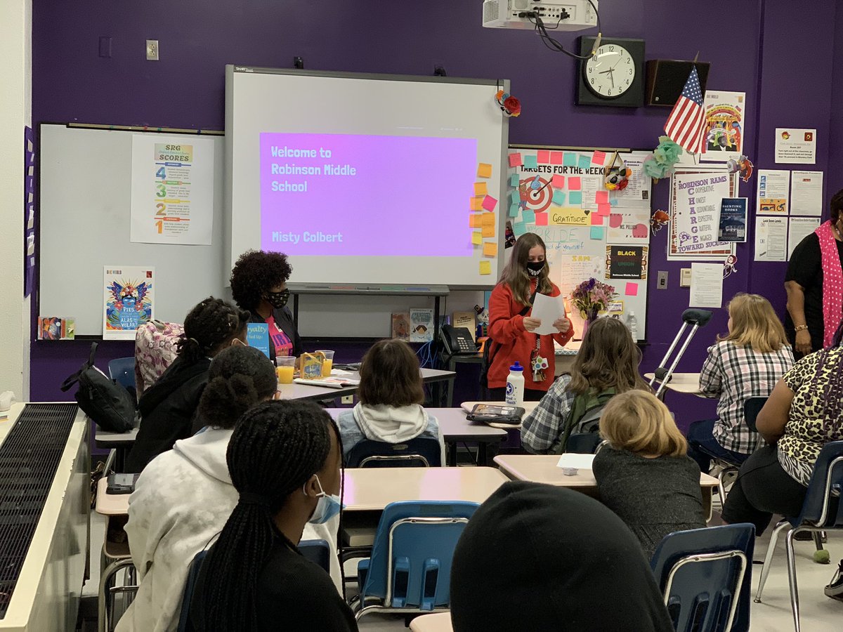 RobinsonMidSch's tweet photo. Our @UnitedIct class members shared their own poems with local author and community advocate - Misty Colbert #GirlPower #WhoRunsTheWorld https://t.co/gh0zngdioJ