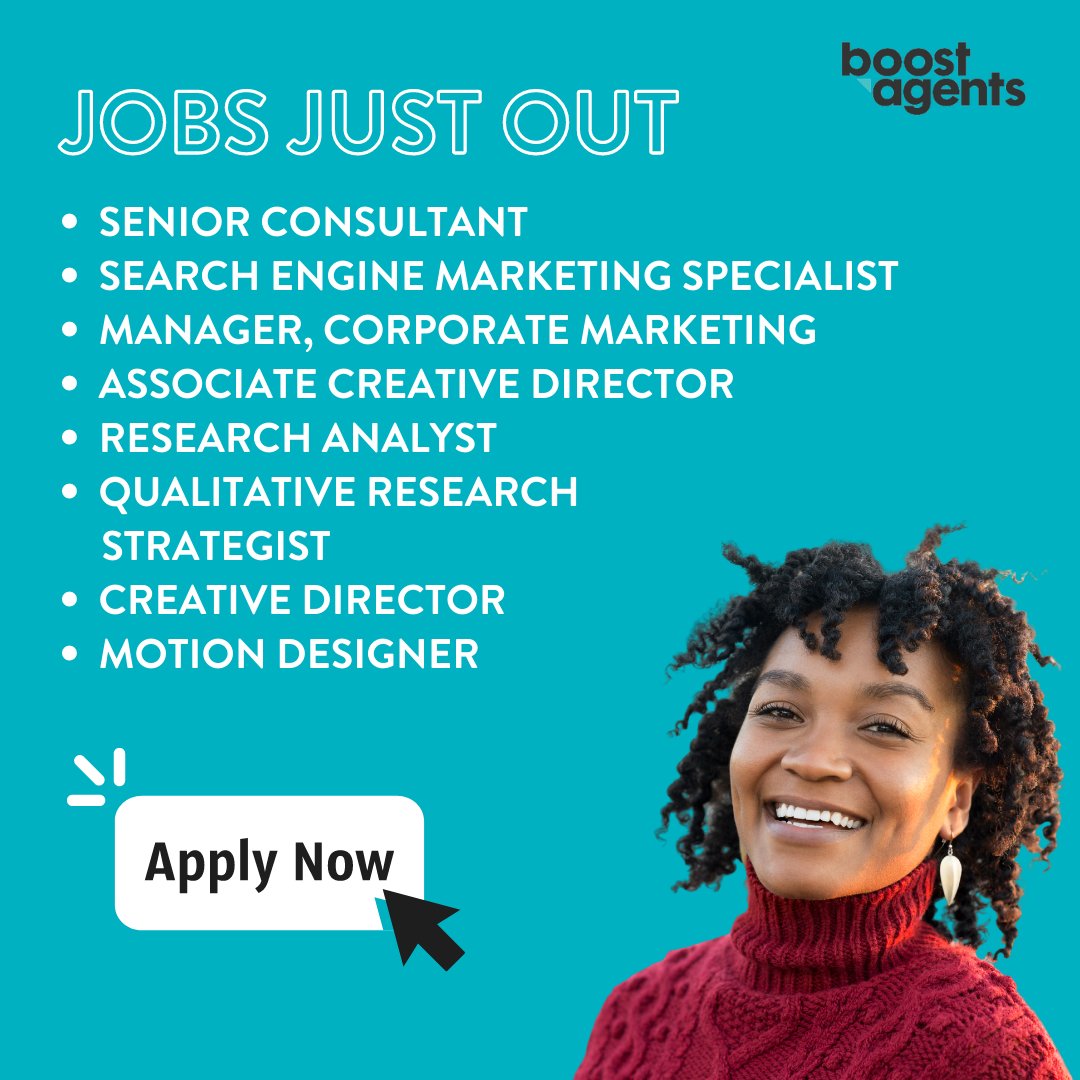 boostagents's tweet image. 📢 JOBS JUST OUT!
Check out these new roles we&apos;ve been working on. 

Check out our #jobboard for more.
Apply Online Now: boostagents.com/find-jobs/#!/

#jobs #torontojobs #hiringalert #research #creative #strategy @TOJOBS @_torontojobs