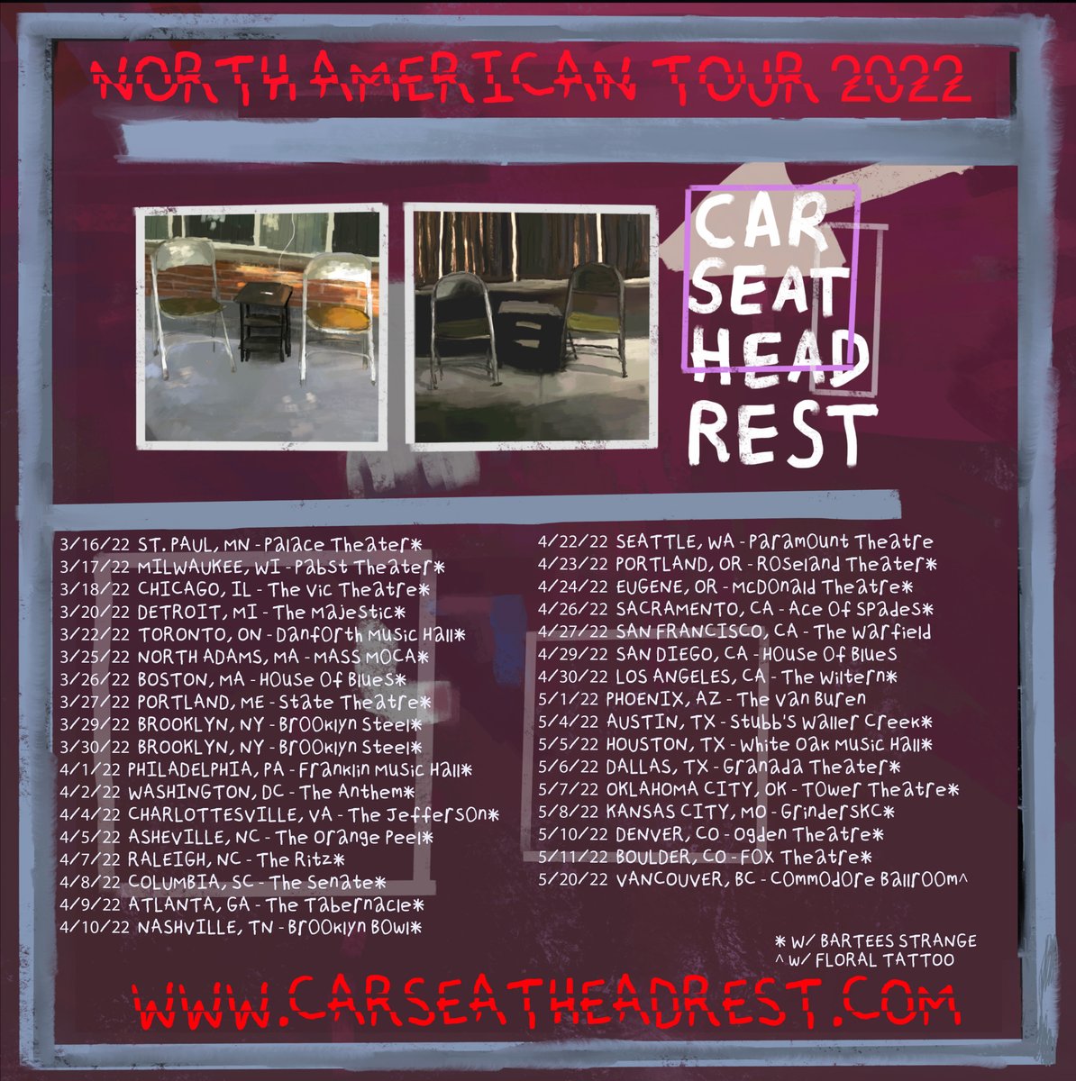 tickets on sale soon carseatheadrest.com/tourdates