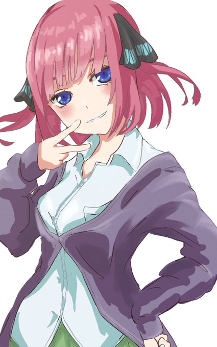 うゆり@siicleさんがTwitterに投稿した中野二乃(五等分の花嫁)のイラスト。