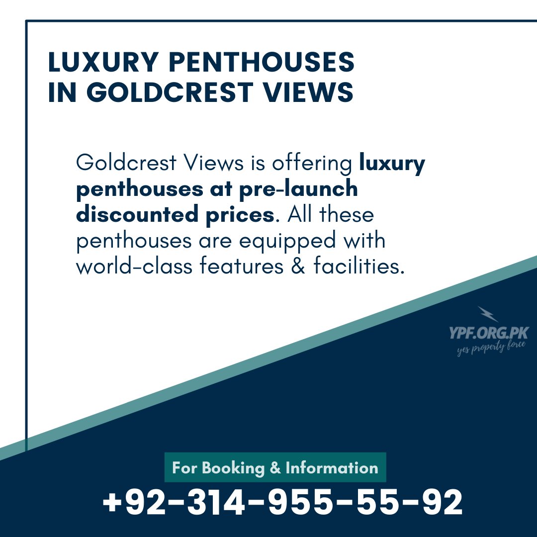 YpfPK's tweet photo. Goldcrest Views located in DHA 2 Islamabad offers luxurious apartments and Penthouses at affordable prices.

Read more: https://t.co/ezva1u4ONy
Booking &amp; Details: +92-314-955-55-92

#goldcrestviews
#goldcrestviewsislamabad https://t.co/GLRKmA2MSS