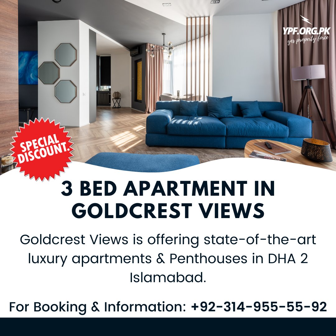 YpfPK's tweet photo. Goldcrest Views located in DHA 2 Islamabad offers luxurious apartments and Penthouses at affordable prices.

Read more: https://t.co/ezva1tNdoY
Booking &amp; Details: +92-314-955-55-92

#goldcrestviews
#goldcrestviewsislamabad https://t.co/iYxaNXF5zS