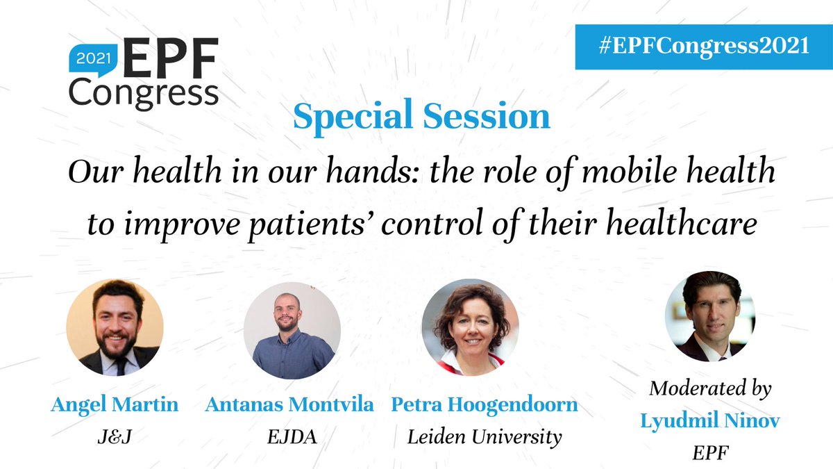 European Patients' Forum (@eupatientsforum) on Twitter photo IN SESSION AT #EPFCongress2021:
"Our health in our hands: the role of #mhealth to improve patients’ control of their #healthcare"
🗣️Panel Discussion with:
🔹 Petra Hoogendoorn (<a href="/UniLeidenNews/">Leiden University</a>)
🔹 Angel Martin (<a href="/JNJNews/">Johnson & Johnson</a>)
🔹 <a href="/MontvilaAntanas/">Antanas Montvila</a>
🎙️Moderated by <a href="/LyudmilNiN/">@LyudmilNiN</a> IN SESSION AT #EPFCongress2021:
"Our health in our hands: the role of #mhealth to improve patients’ control of their #healthcare"
🗣️Panel Discussion with:
🔹 Petra Hoogendoorn (<a href="/UniLeidenNews/">Leiden University</a>)
🔹 Angel Martin (<a href="/JNJNews/">Johnson & Johnson</a>)
🔹 <a href="/MontvilaAntanas/">Antanas Montvila</a>
🎙️Moderated by <a href="/LyudmilNiN/">@LyudmilNiN</a>