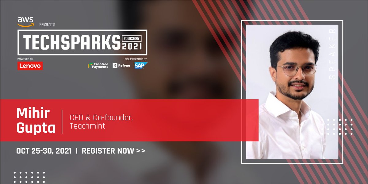 teachmintapp's tweet photo. Catch our CEO &amp; Co-Founder @mihirgupta at #Techsparks2021 tomorrow, talking about the rise of #edinfra and its transformational impact on education across the world. 
@YourStoryCo @_StartupEvents

#Day3 #TuneIn #Startup #FiresideChat https://t.co/McmZaNBz0T