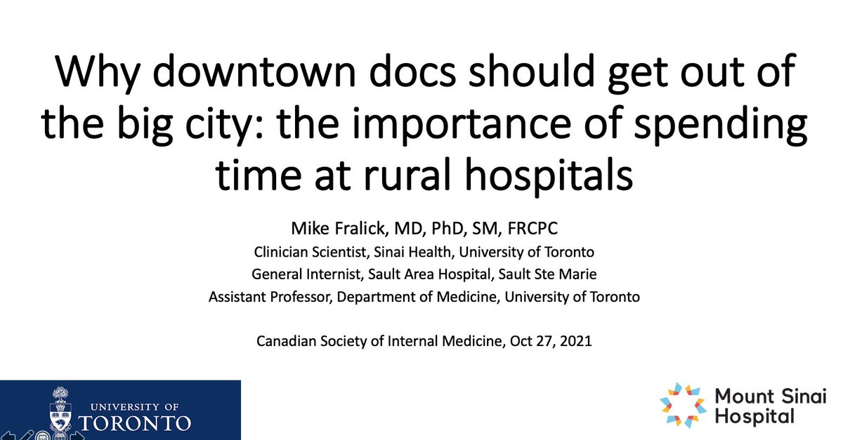 FralickMike's tweet image. Heading to virtual @CSIMSCMI ? Tune in tomorrow around 530pm to hear me talk about the importance of spending some time outside downtown teaching hospitals. Where you ask? Easy: @SaultMed @SaultAreaHosp @thenosm