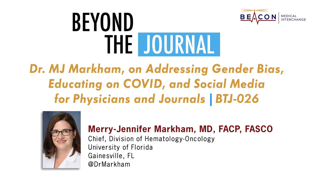CharuAggarwalMD's tweet photo. We had a chance to sit down with @DrMarkham during our latest episode of #BeyondTheJournal where we had a chance to discuss burnout, education, a career in Gyn-Onc and COVID-19. Give us a listen, available where you find podcasts! @JackWestMD
https://t.co/PIphEfhzou https://t.co/ZpN2YOnvtC