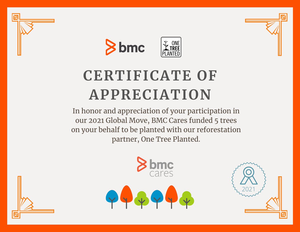 JPconnectedOps's tweet image. Happy to announce that following last weeks #GlobalMove event that 5 trees 🌳🌳🌳🌳🌳 are being planted on my behalf by @onetreeplanted &amp;amp; @BMCSoftware 🧡🧡🧡🧡🧡
#BMCCares #onetreeplanted #GoGreenwithBMC