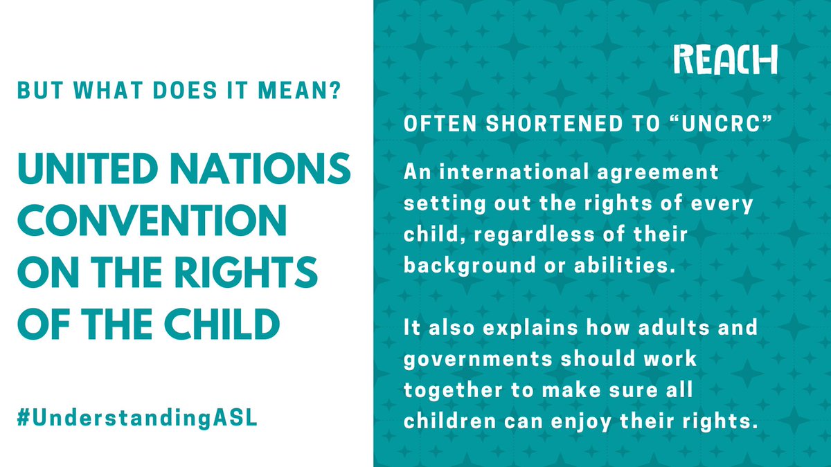 Reach_Scot's tweet photo. It is important that children and young people are aware of the United Nations Convention on the Rights of the Child (UNCRC) and understand what it means.
See our #UnderstandingASL definition below and visit Reach to find out more: https://t.co/VkUNIDaeyT https://t.co/ZfLjwbm8hE