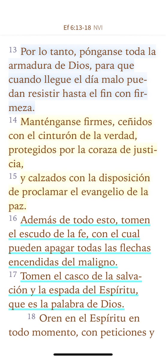 RonyD_Madrid's tweet photo. Efesios 6:13 (NVI)
13 Por lo tanto, pónganse toda la armadura de Dios, para que cuando llegue el día malo puedan resistir hasta el fin con firmeza. https://t.co/xmLvjuWiSa