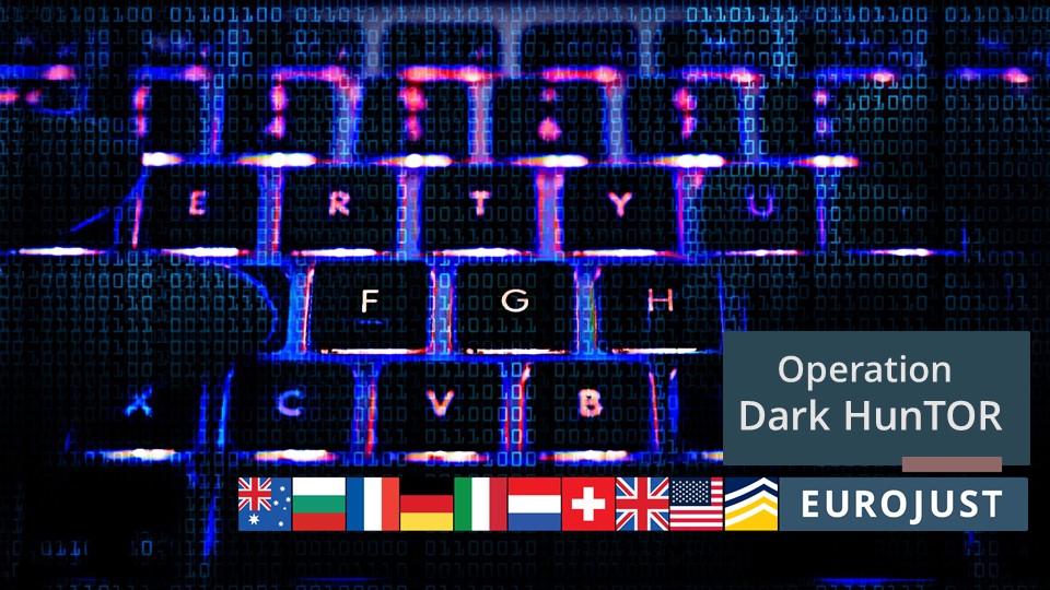 Eurojust's tweet photo. ⚠️🌐 Major global operation #DarkHunTOR against trading of illicit materials on the dark web:
🚔 150 arrests in 9 countries
💶 26 million EUR seized
💊 234 kg of drugs and 45 firearms seized
The coordination was led by #Eurojust & @Europol.
👉 https://t.co/OCGkcQUJuE
#EMPACT https://t.co/yEG5tgxNLI
