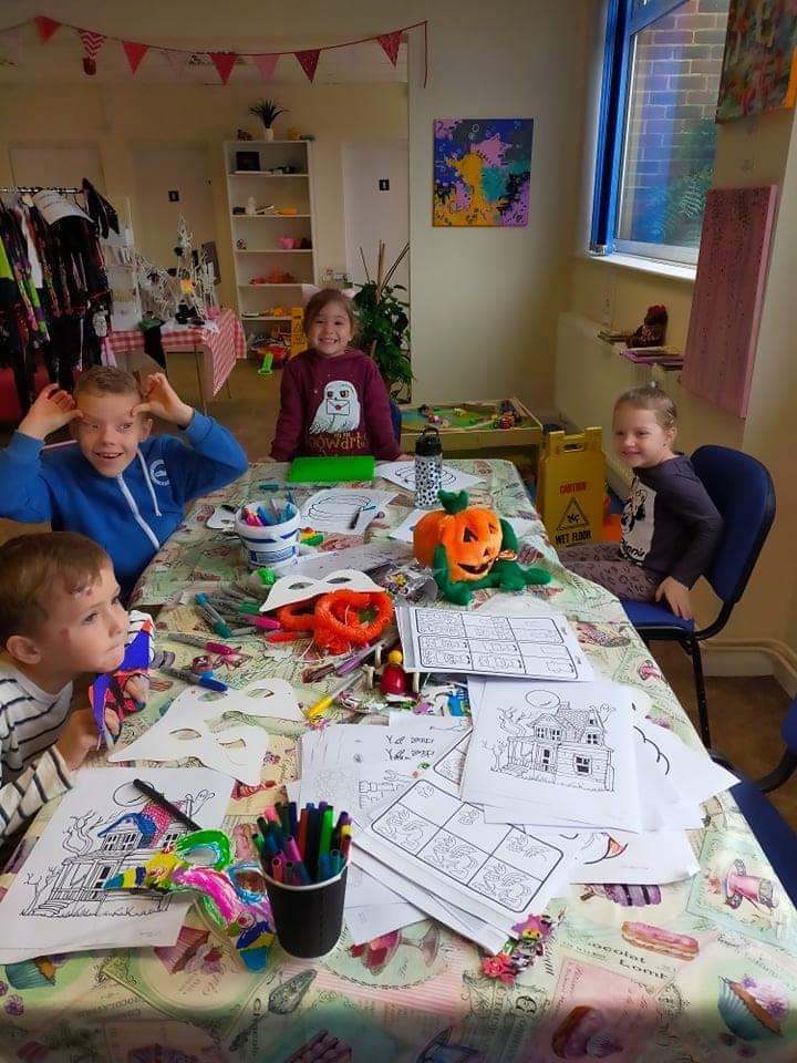 Lots of halloween masks &amp; colouring today in the cafe. Lovely to see lots of children get creative. Crafts out tomorrow &amp; Thursday 9-2. We still have some brand new costumes for sale now only £3 come and grab a bargain. While there we have lots of delicious cakes as well!