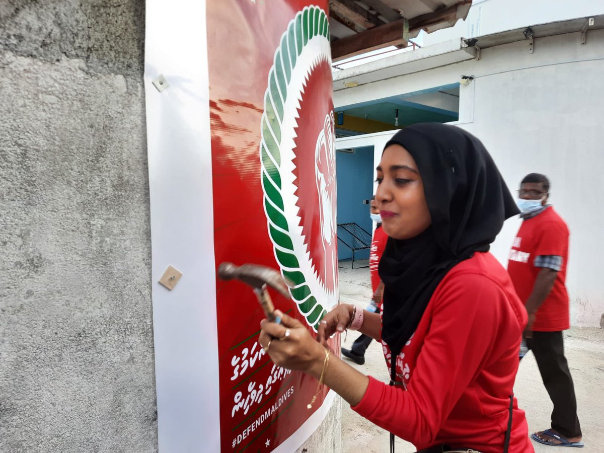 em_saeed's tweet photo. #DefendMaldives in Himmafushi, Malé’ Atoll,calling the gov not to destabilize the nation with foreign troops on the ground. https://t.co/6P6Tbdo1f2