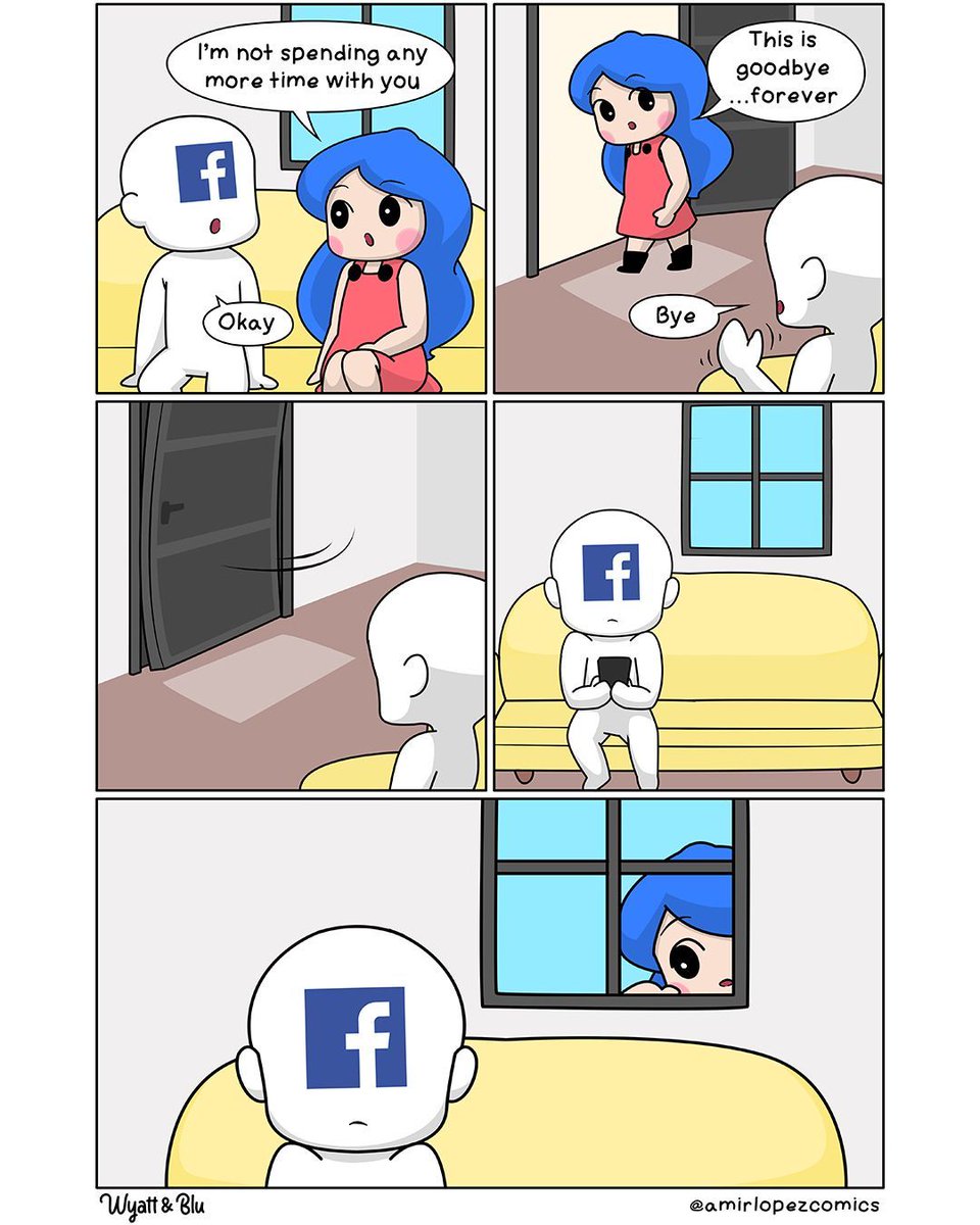 amirlopezcomics's tweet photo. Bye
#wyattandblu #comic #webcomic #cartoon #funnycomics #dailycomic #relatablecomic #relatablehumor #relatablepost #digitaldetox #facebookbreak #socialmediabreak https://t.co/U9FX5TzGgn