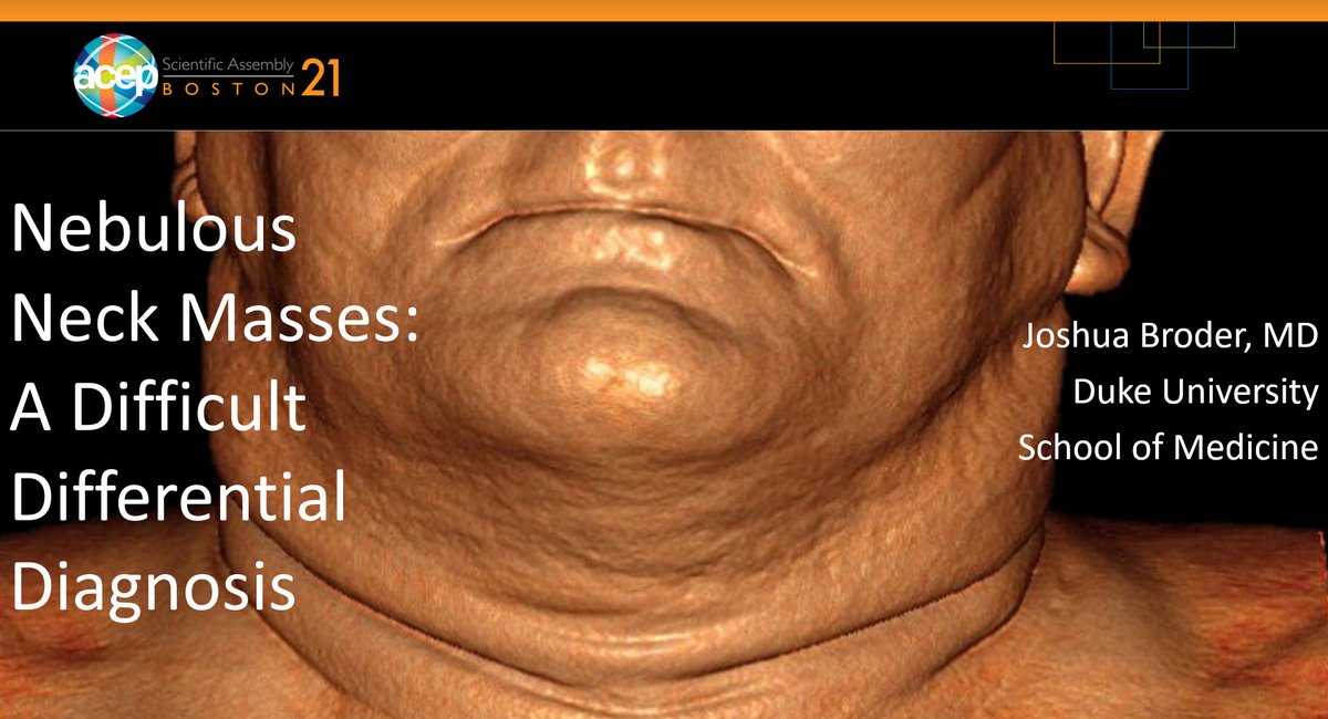 Unfortunately some technical difficulties interrupted my presentation at ACEP2021, but you can view the video online through ACEP's portal!  Nebulous Neck Masses: A Difficult Differential Diagnosis