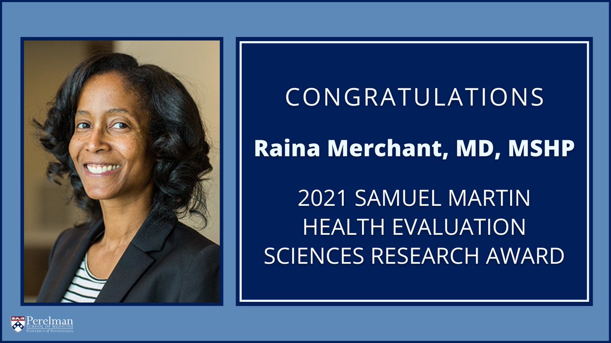 Penn Medicine CSO (@pennmedcso) on Twitter photo Congratulations to <a href="/RainaMerchant/">Raina Merchant, MD MSHP FAHA</a> (<a href="/UPennEM/">Penn EM Residency</a>/ <a href="/PennMedCDH/">Penn Med CDH</a>), recipient of the Samuel Martin Health Evaluation Sciences Research Award!🎉 Learn more about Dr. Merchant & her work here➡️ bit.ly/3BCsere #PSOMAwardsOfExcellence Congratulations to <a href="/RainaMerchant/">Raina Merchant, MD MSHP FAHA</a> (<a href="/UPennEM/">Penn EM Residency</a>/ <a href="/PennMedCDH/">Penn Med CDH</a>), recipient of the Samuel Martin Health Evaluation Sciences Research Award!🎉 Learn more about Dr. Merchant & her work here➡️ bit.ly/3BCsere #PSOMAwardsOfExcellence