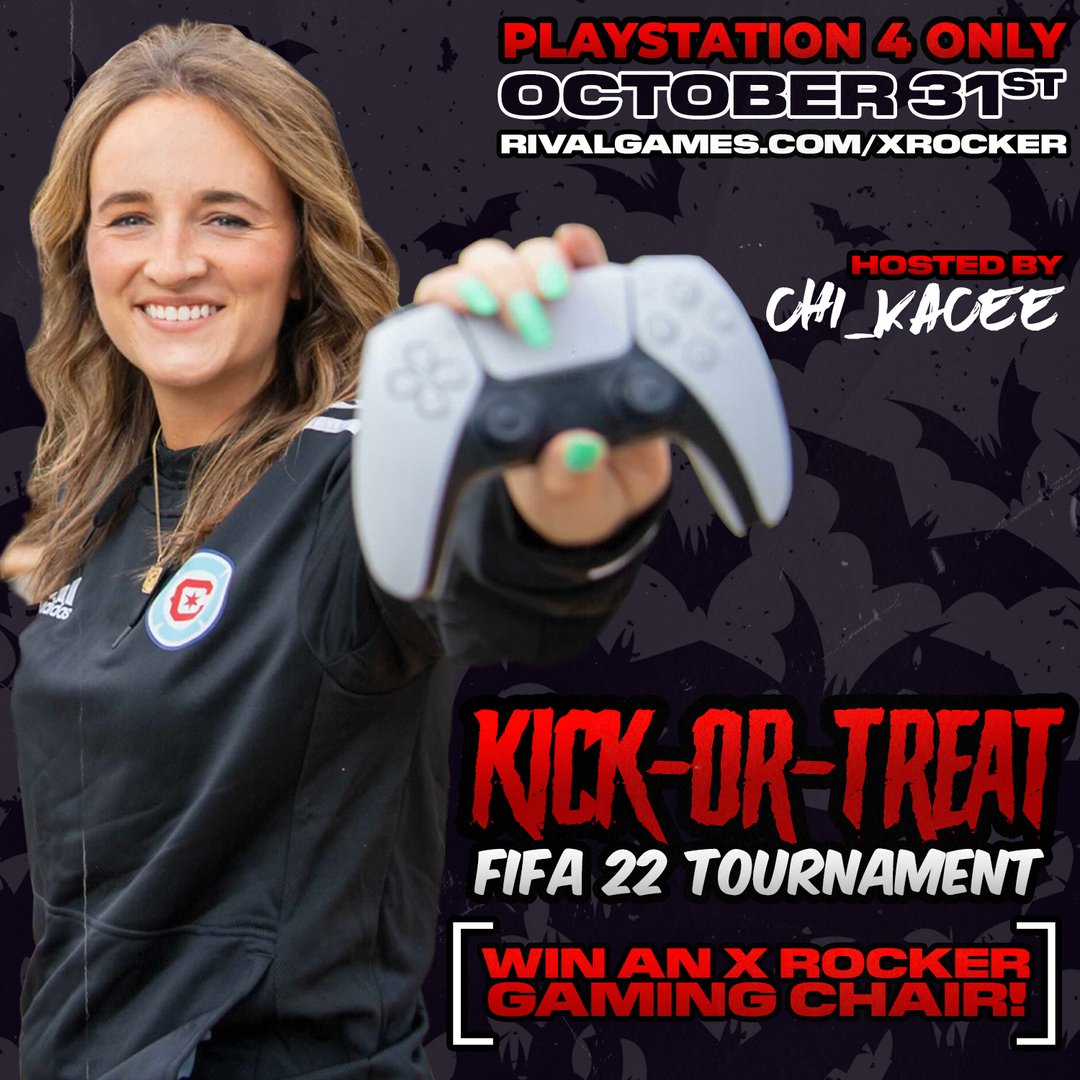XRockerGaming's tweet photo. This Halloween, get ready for our X Rocker Rivals x @CHI_Kacee FIFA22* "Kick-or-Treat" gaming tournament ๐ฎ๐ปโฝ๏ธ
Sign up and play to win an X Rocker gaming chair & more! ๐ฒ https://t.co/vGhiIFHbI3
#XRockerRivals | #XRockerGaming
*PS4 platform only. T&C's apply. https://t.co/VC7FSmAiZf