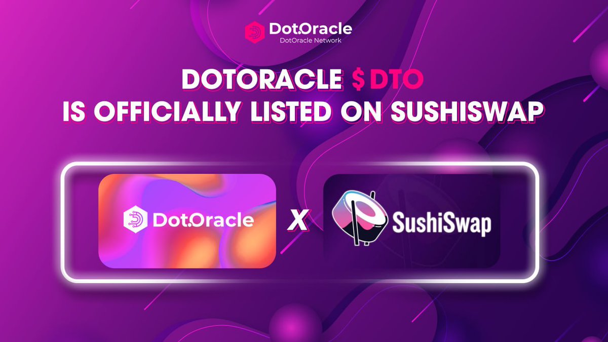 🔥 DotOracle $DTO is officially listed on SushiSwap 🔥

👉 The moment you've been waiting for is here. $DTO is available for trading on SushiSwap now! 

📌Smart contract: 0xB57420FaD6731B004309D5a0ec7C6C906Adb8df7

✨Buy $DTO on SushiSwap: app.sushi.com/swap?inputCurr…

#DotOracle