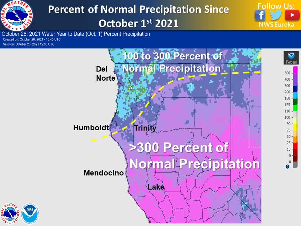 NWS Eureka on Twitter "Precipitation totals since October 1st 2021 are