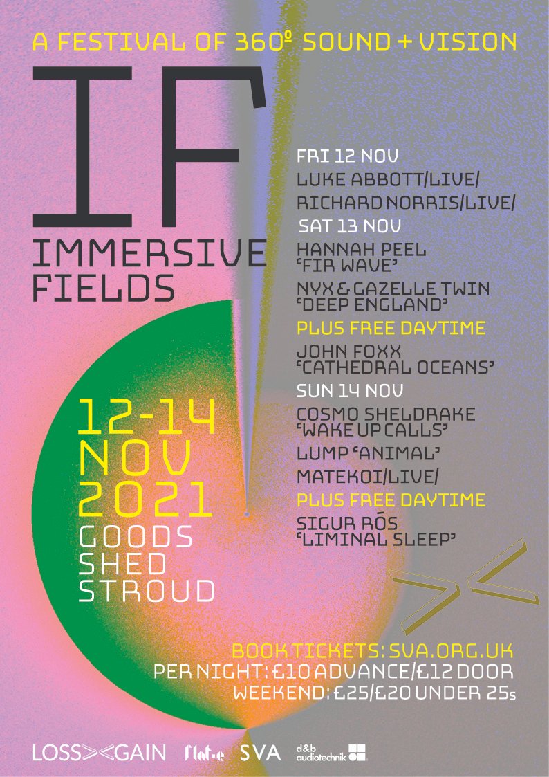 Hands up who's down for a weekend break in Stroud this November? <a href="/lukeabbottmusic/">Luke Abbott.</a> finally gets a chance to put his 'Translate' album through its live paces as part of the Immersive Fields festival which is taking over the <a href="/SVA__/">SVA</a> Goods Shed on the weekend of 12th-14th November.
