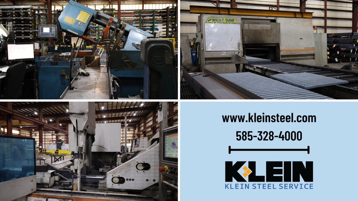 KleinSteel's tweet photo. Klein Steel houses thirteen different saws - from our service center in Rochester, NY to our various Express Metals Outlets locations. We're able to cut to your specifications.

#Sawing #KleinSteelService https://t.co/l1ni2e80Mt