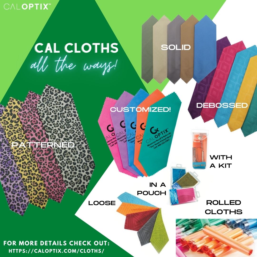 Tech Series: Cleaning Cloths - mailchi.mp/a3b0b979549e/c… est. in 1935, CalOptix has been a leader in optical accessories for 86 years! Click & swipe through to learn more! #caloptix #cleaneyewear #opticians #ophalmic #eyedoctor #eyedoctorsofamerica #opticalproducts