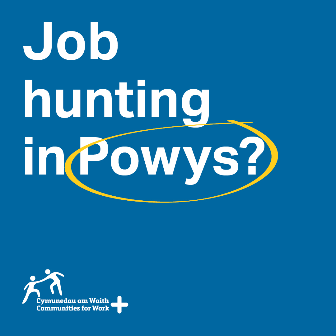 Job hunting in Powys?

We can help you:

• Develop your skills
• Acquire the training and qualifications you need
• Find the right job 

Follow <a href="/ForPowys/">Communities For Work + Powys</a> for more information.