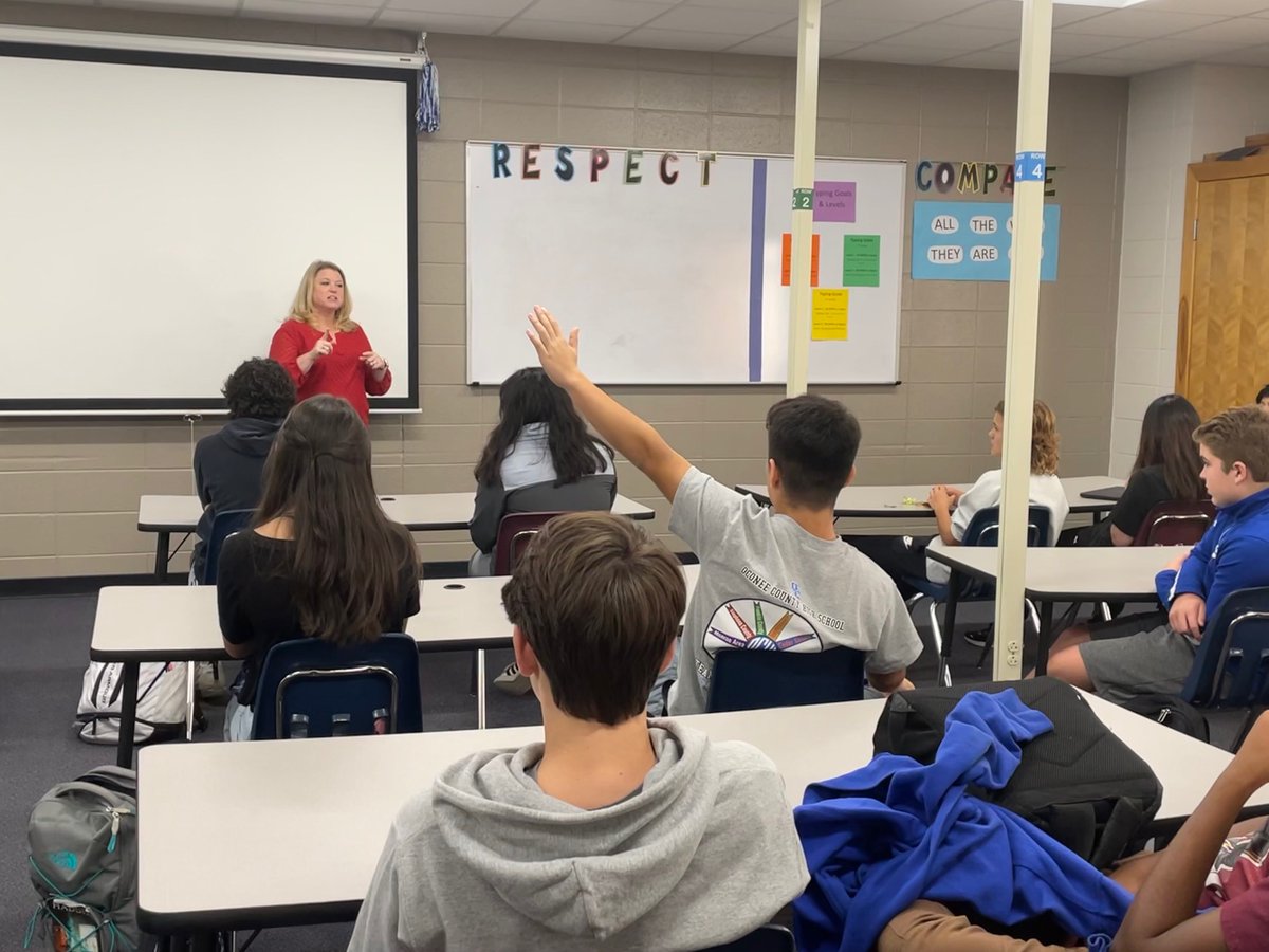 FblaOcms's tweet photo. Thank you Mrs. Broun for a great presentation and discussion about @waltonemc careers and scholarship opportunities with our 8th Grade @OconeeCountyMS Career classes.  @OCS_CTAE https://t.co/W70ggZE7fy