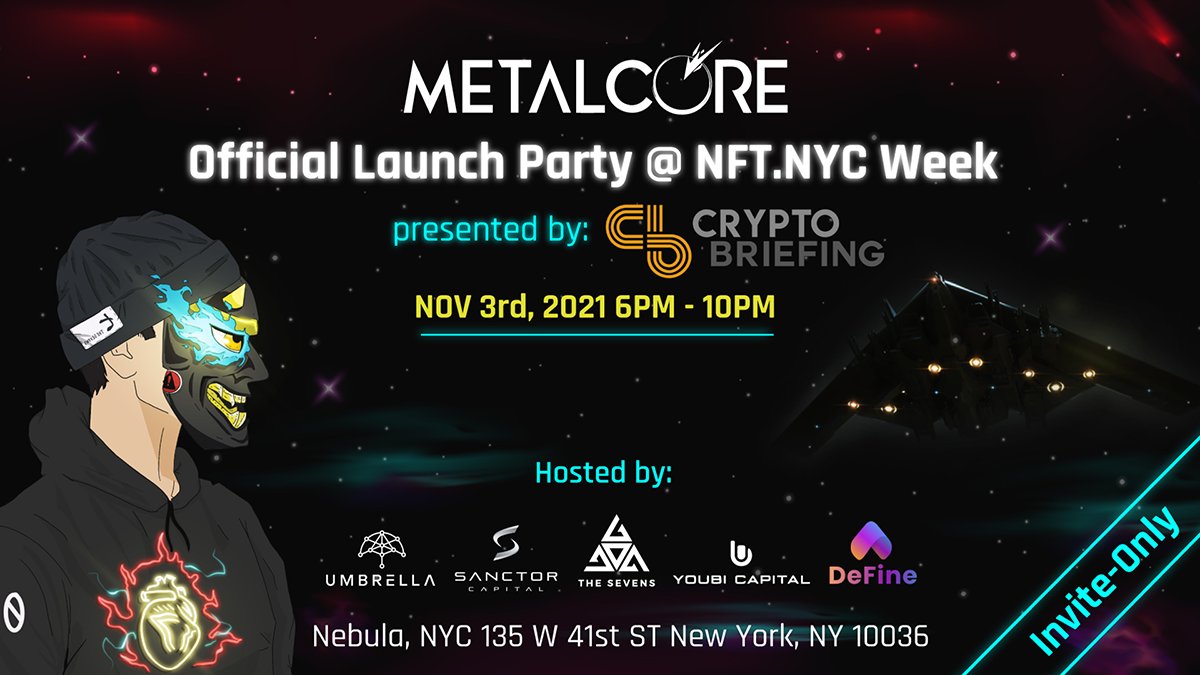 GET INVITED 🎉

to the LAUNCH PARTY of @MetalCoreNFT - world's 1st AAA game w/ #NFTs &amp; #P2E 😍

Sponsored by $UMB at <a href="/NFT_NYC/">NFT.NYC</a> Week w/ <a href="/Crypto_Briefing/">Crypto Briefing</a>,<a href="/YoubiCapital/">Youbi Capital | Since 2017</a>,<a href="/DeFinePlatform/">DeFine | Web 3 Native Social NFT Platform</a>, <a href="/SanctorCapital/">Sanctor Capital</a> &amp; <a href="/thesevens_7/">The Sevens</a>

Retweet + tag 2 friends + fill this form - zcu.io/qvp5