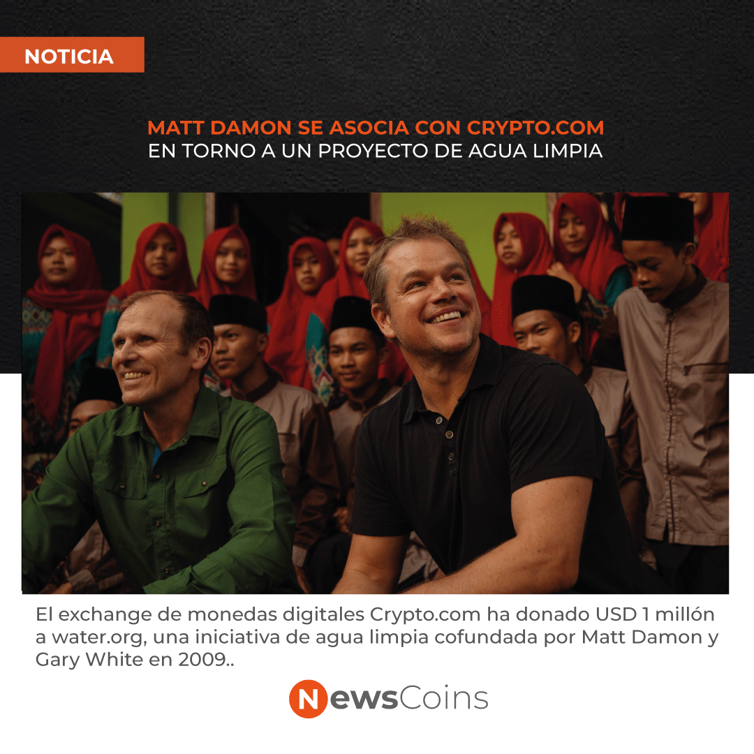 newscoins01's tweet photo. La donación directa se destinará a apoyar la misión de https://t.co/snjGxa6uaA de poner fin a la crisis mundial del agua proporcionando agua potable y saneamiento a las personas necesitadas. @cryptocom @garywhite13
#NewsCoins #MattDamon #Waterorg https://t.co/BCzSzPaRxg