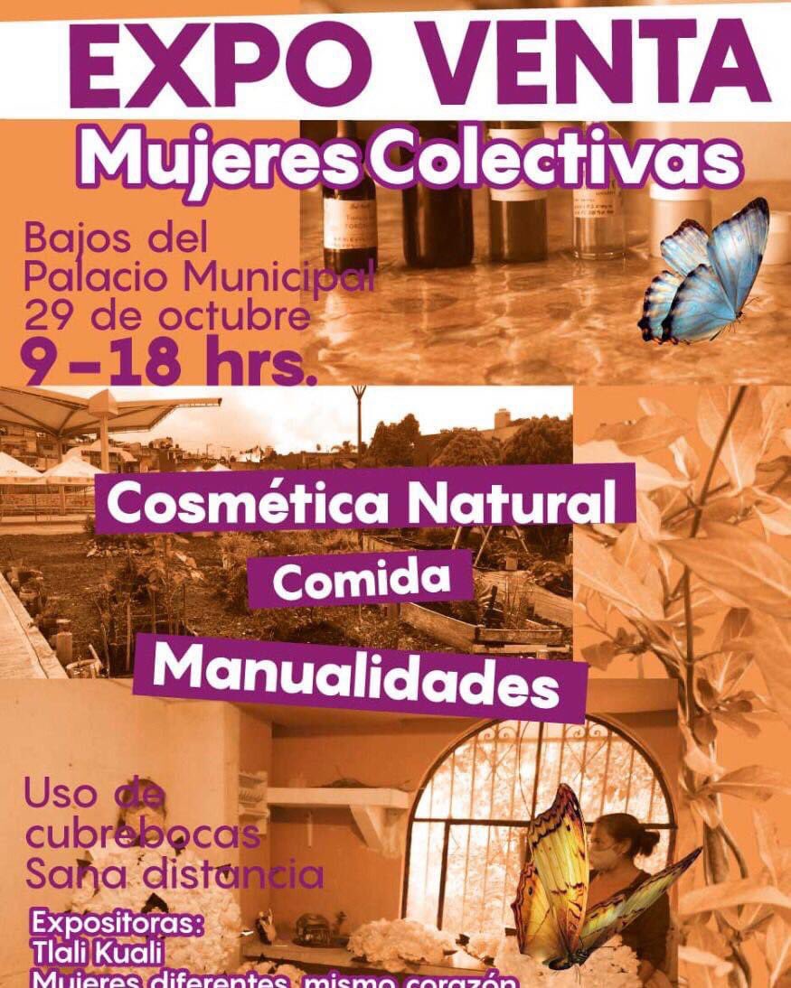 Visita la Expo Venta “Mujeres Colectivas” en Palacio Municipal este viernes 29 de octubre de 9 a 18 horas, habrá diversas actividades y venta de productos agroecológicos hechos por mujeres del Centro Comunitario de Formación en #Agroecología “El Moral”.

¡Te esperamos!

#Xalapa