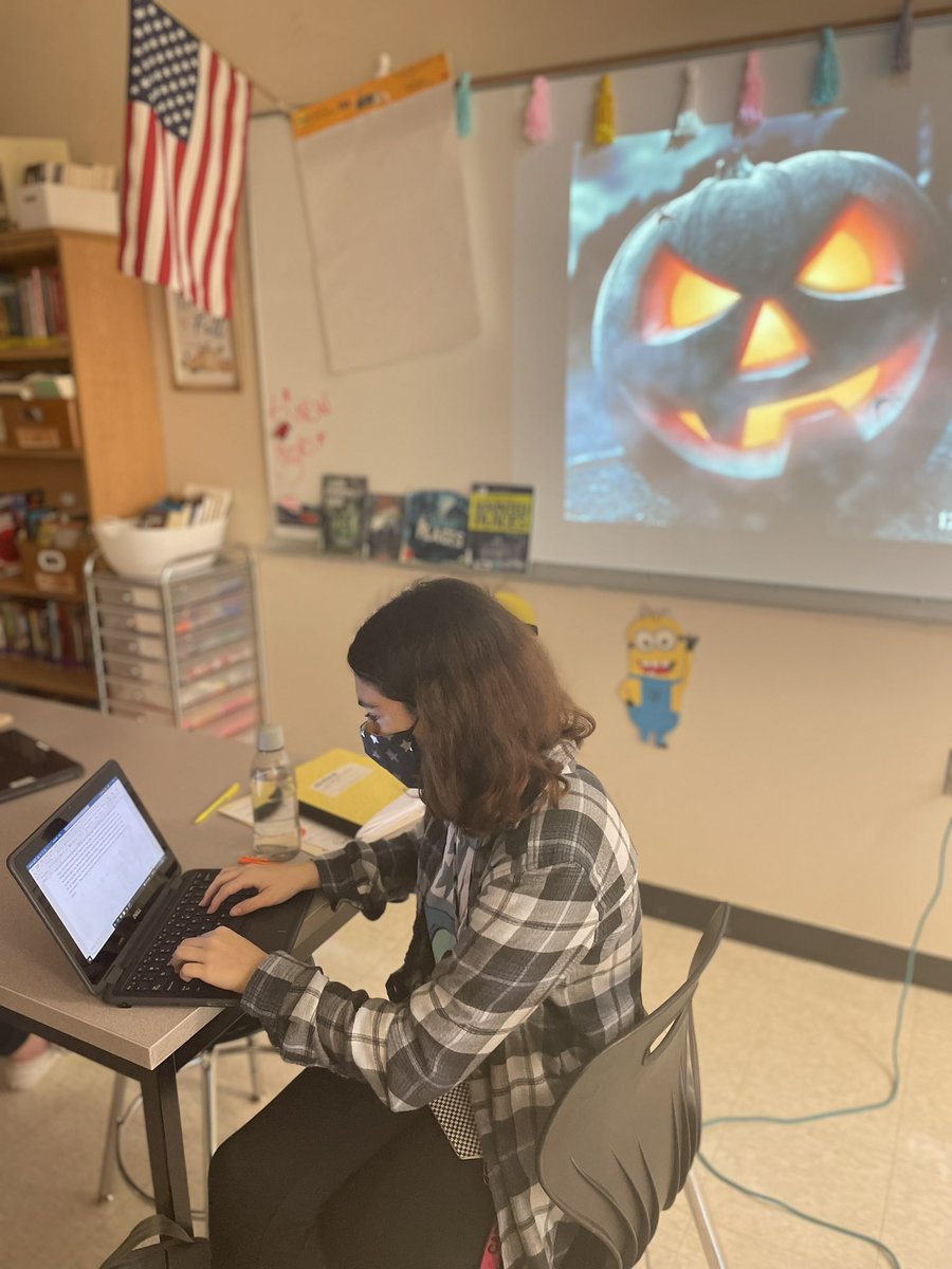 missMcGTWP's tweet image. Perfect day to finish out spooky stories. Students used scary prompts to continue writing a scary story. Scary music and a rainy day are perfect for this type of writing! #spooky #setthescene @Official_BHMS