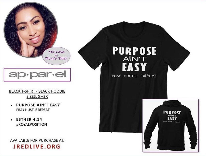It’s HOODIES season!!! Support my business Queentrepreneur partner @m0ni_l0ve  Monica Blair by getting all your dope Merch online at JRedLive.org #LesssGooo!!! “Purpose Ain’t Easy”